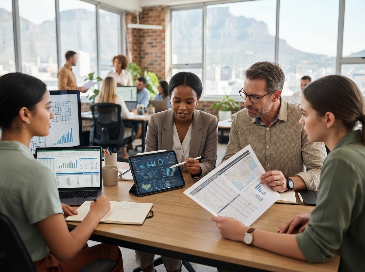 Inklyn Propvale risk analysts reviewing back-tested portfolio models